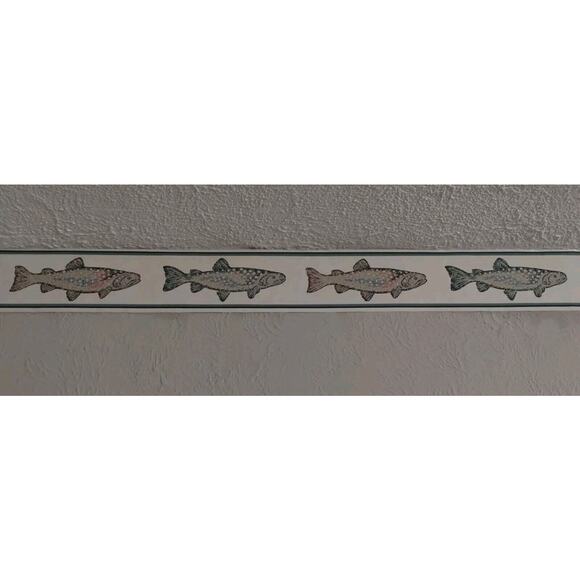 5" YORK Wall Border - Fish - Ocean - Nautical - Blue Green - 5 yds - Picture 1 of 7